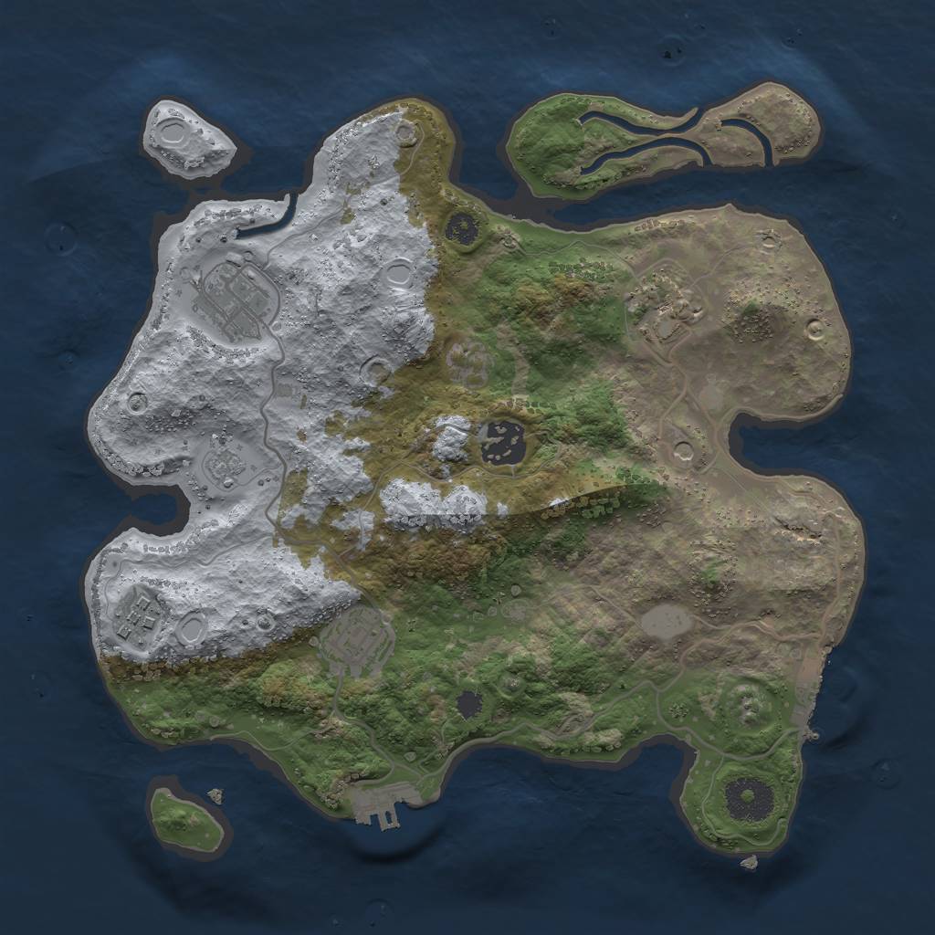 Rust Map: Procedural Map, Size: 3000, Seed: 97885, 14 Monuments