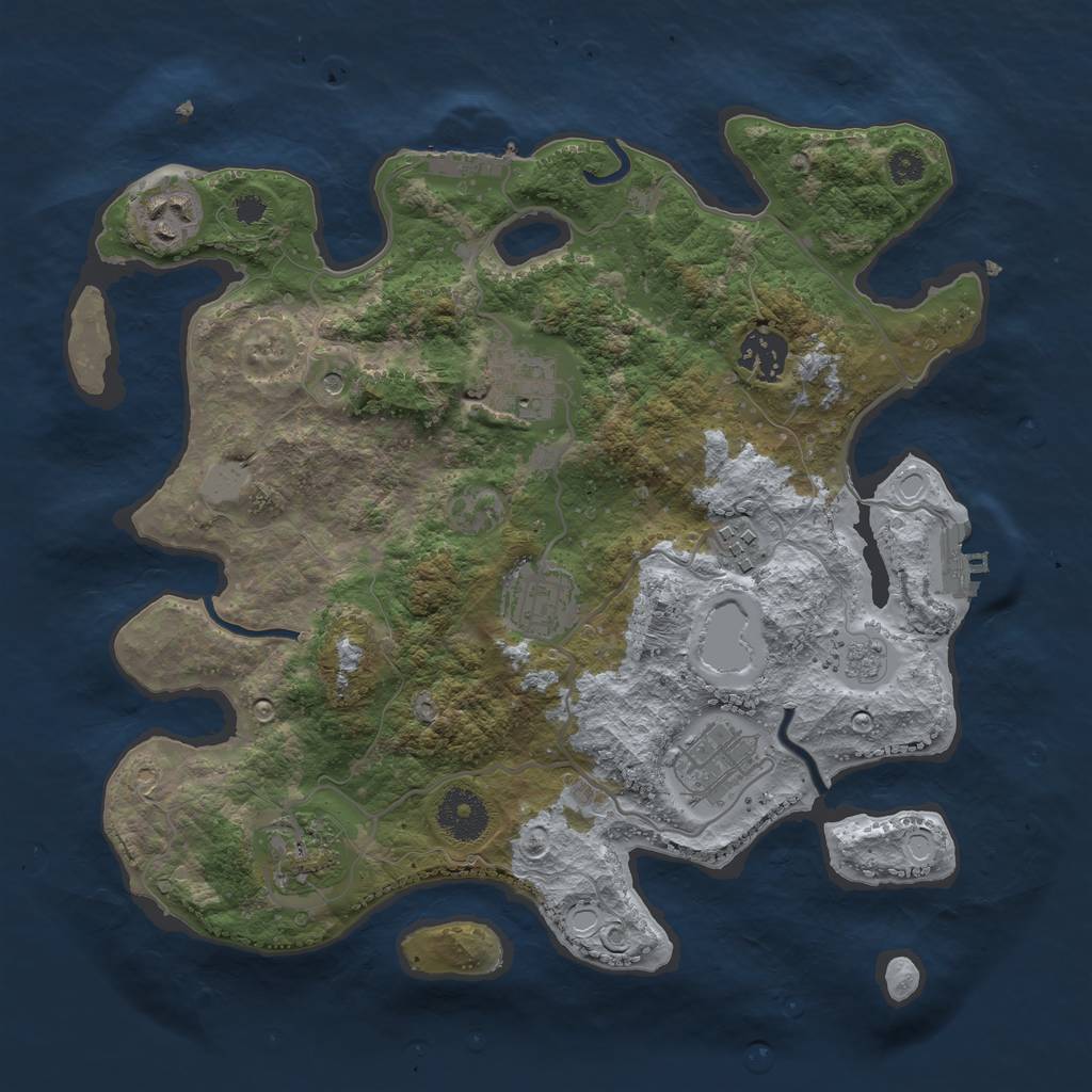 Rust Map: Procedural Map, Size: 3250, Seed: 24723645, 16 Monuments