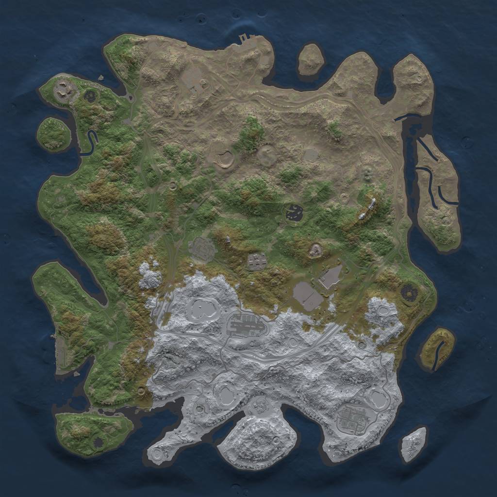Rust Map: Procedural Map, Size: 4300, Seed: 2051390460, 18 Monuments