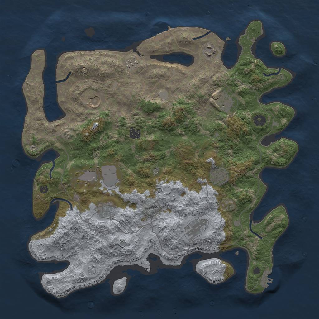 Rust Map: Procedural Map, Size: 4000, Seed: 6519110, 18 Monuments