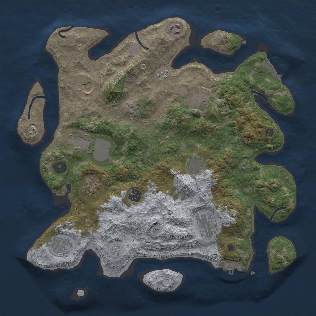 Rust Map: Procedural Map, Size: 3800, Seed: 81340781, 19 Monuments