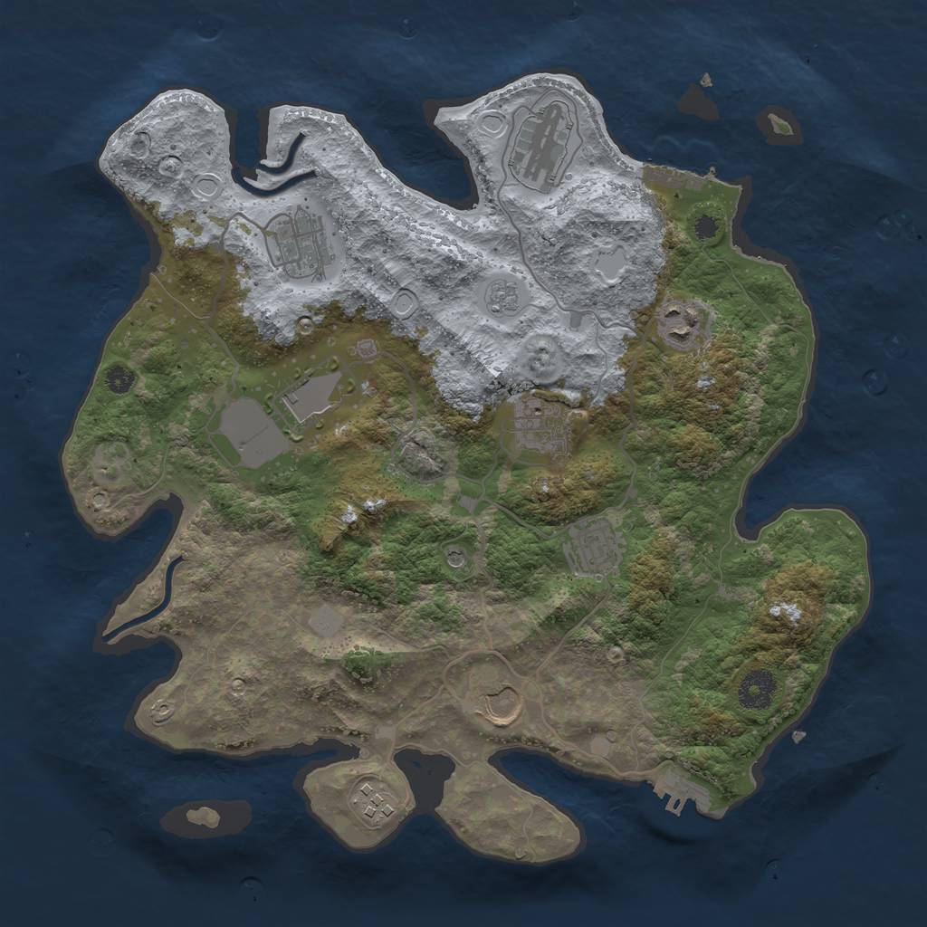 Rust Map: Procedural Map, Size: 3500, Seed: 284689069, 17 Monuments
