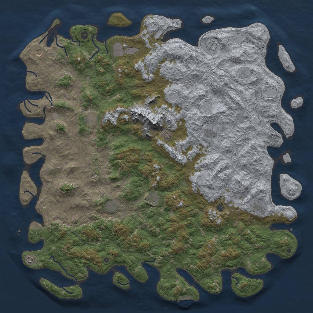 Rust Map: Procedural Map, Size: 6000, Seed: 425258747, 19 Monuments