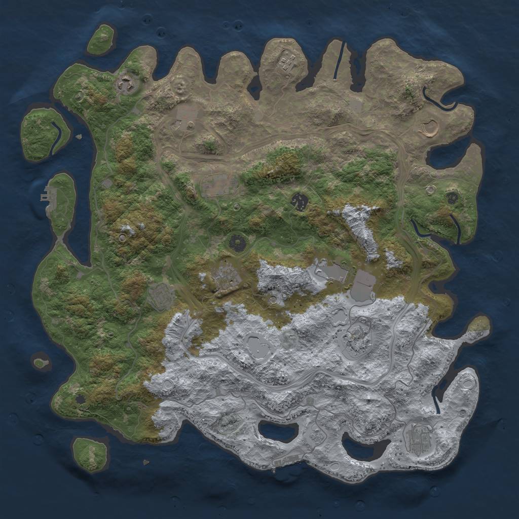 Rust Map: Procedural Map, Size: 4500, Seed: 826, 20 Monuments