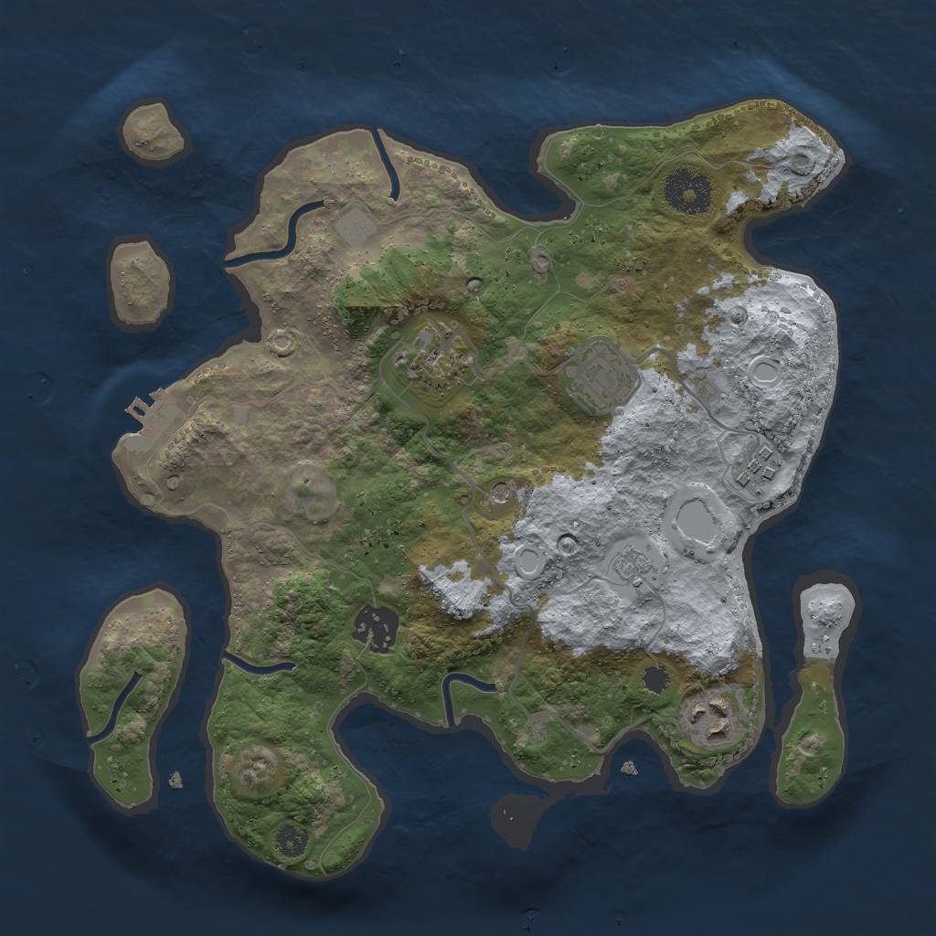 Rust Map: Procedural Map, Size: 3000, Seed: 2764, 13 Monuments