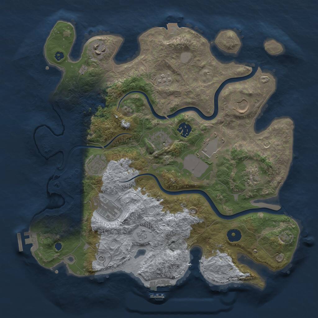 Rust Map: Procedural Map, Size: 3500, Seed: 632632628, 15 Monuments