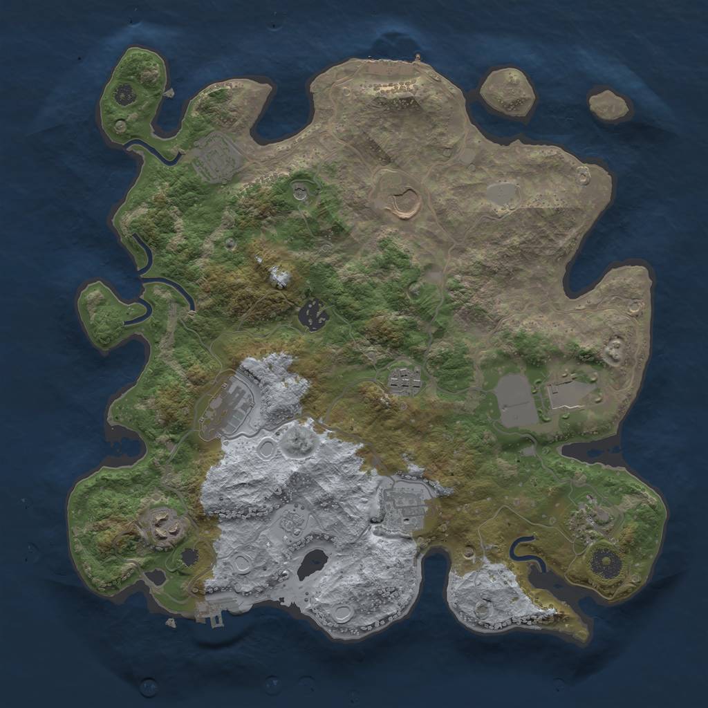 Rust Map: Procedural Map, Size: 3500, Seed: 632632628, 18 Monuments