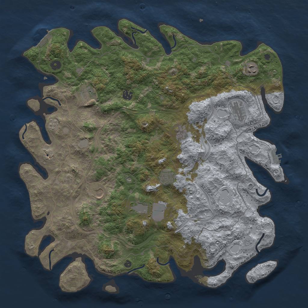 Rust Map: Procedural Map, Size: 4500, Seed: 456983368, 18 Monuments