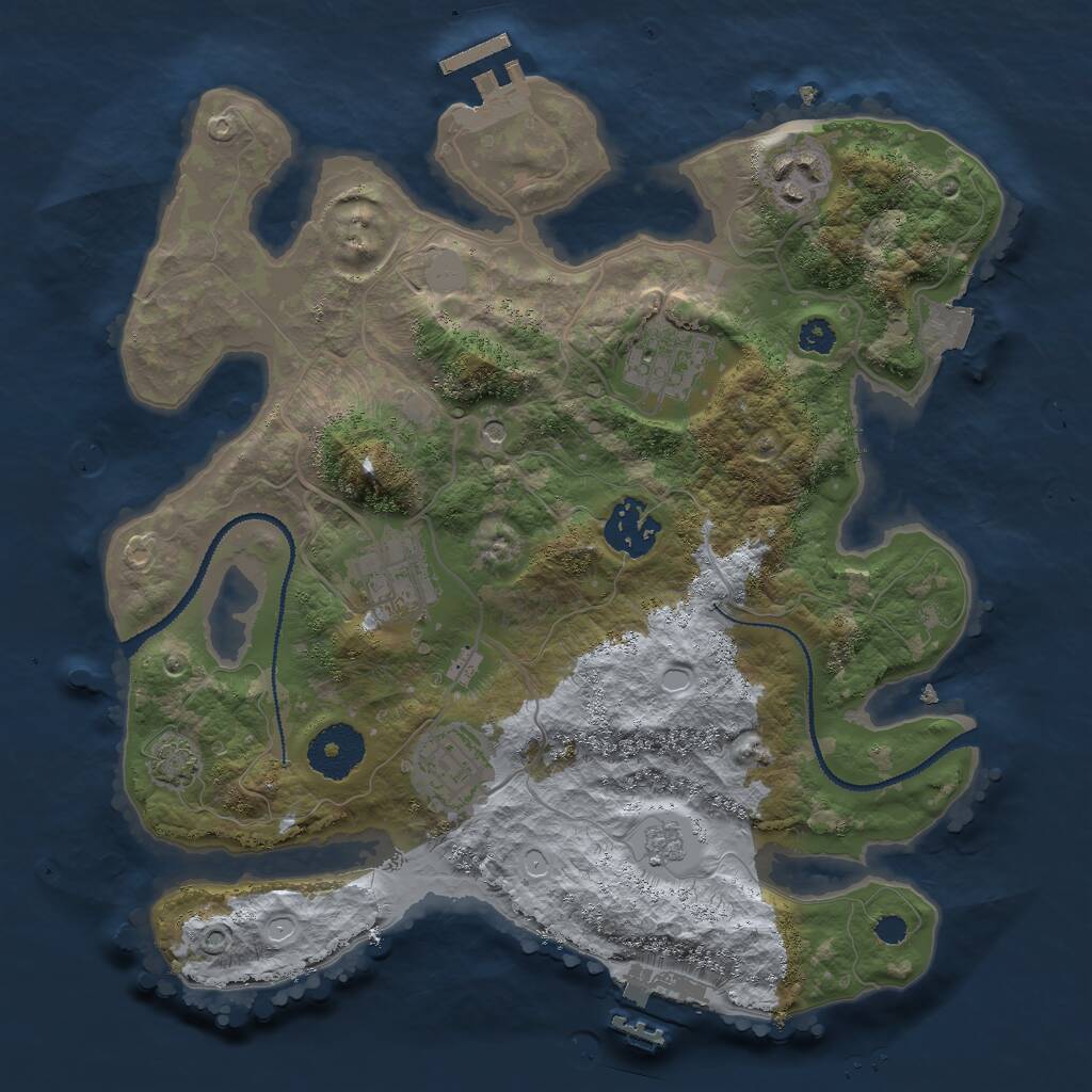 Rust Map: Procedural Map, Size: 3000, Seed: 1996313541, 11 Monuments
