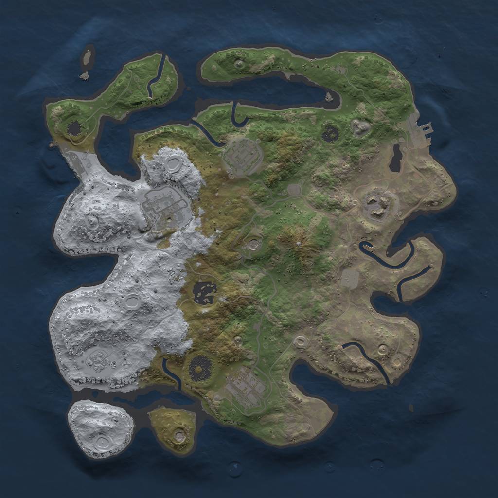 Rust Map: Procedural Map, Size: 3000, Seed: 16693, 14 Monuments