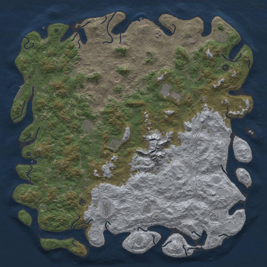 Rust Map: Procedural Map, Size: 6000, Seed: 84, 20 Monuments