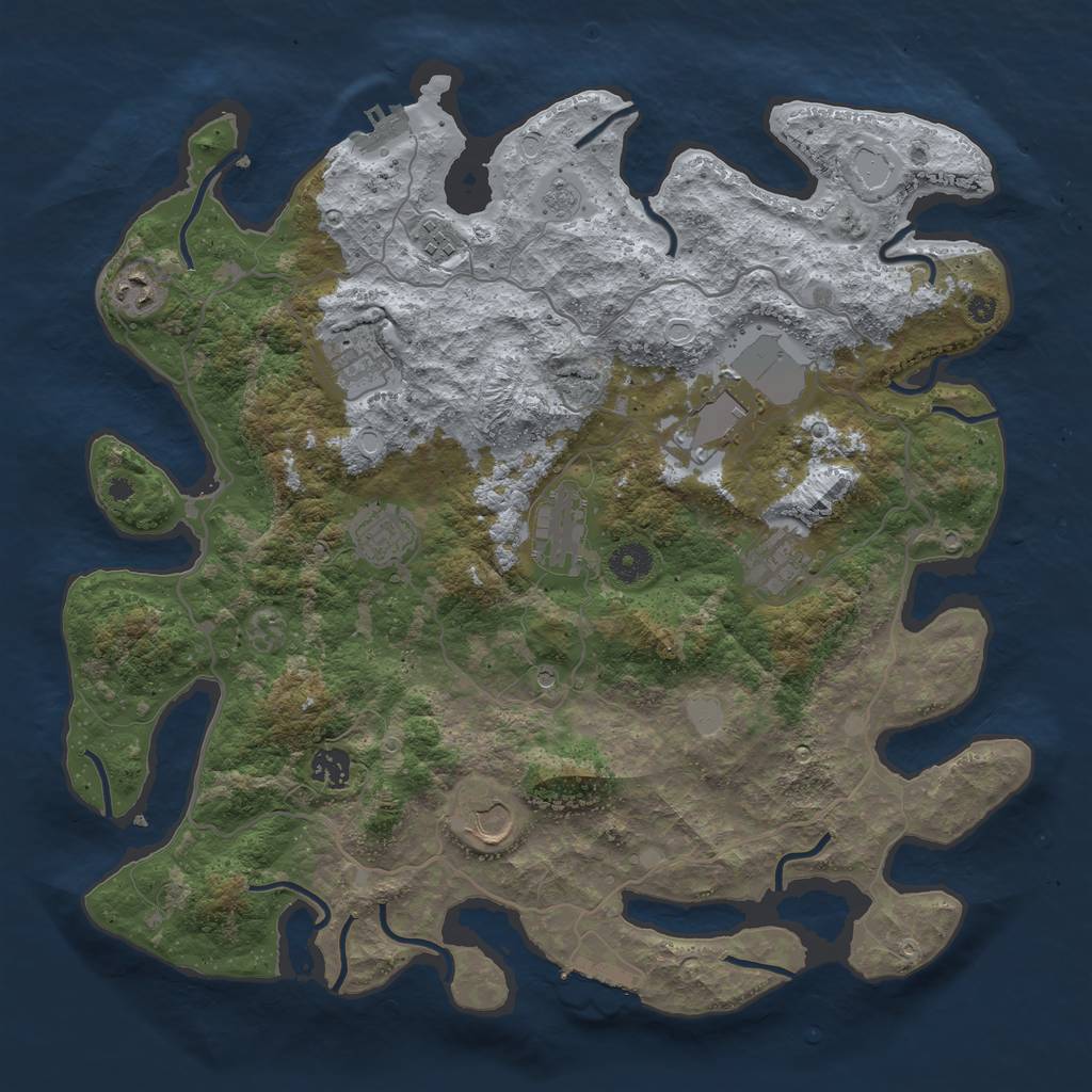 Rust Map: Procedural Map, Size: 4000, Seed: 1603296077, 18 Monuments
