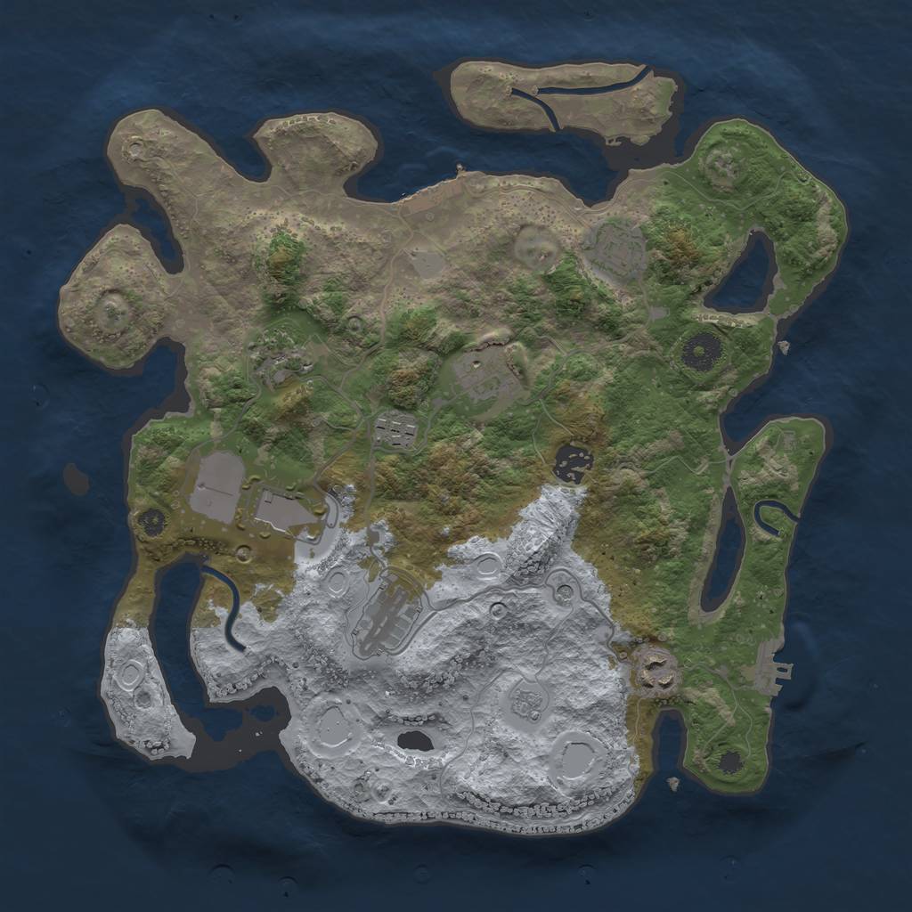 Rust Map: Procedural Map, Size: 3500, Seed: 1831686925, 17 Monuments