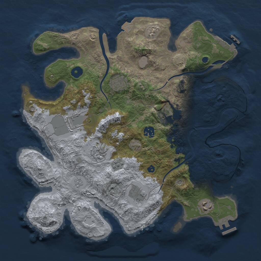 Rust Map: Procedural Map, Size: 3500, Seed: 272282434, 14 Monuments