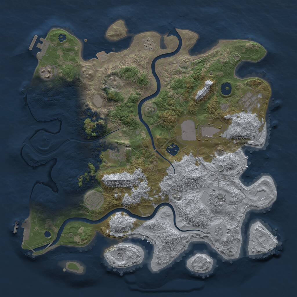 Rust Map: Procedural Map, Size: 3751, Seed: 47798, 14 Monuments