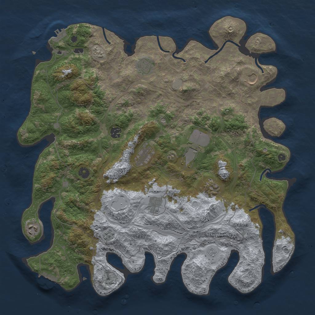 Rust Map: Procedural Map, Size: 4250, Seed: 58477993, 18 Monuments