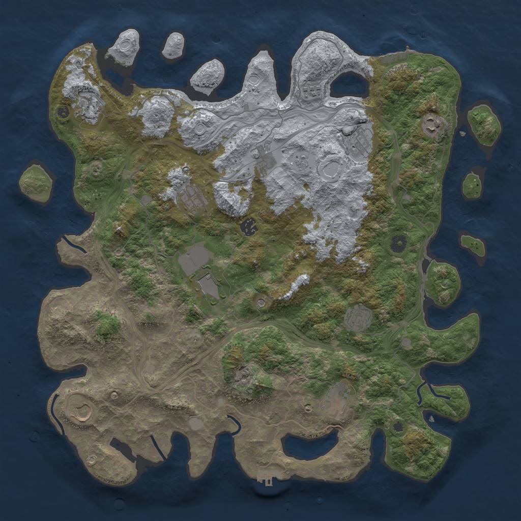 Rust Map: Procedural Map, Size: 4500, Seed: 6418, 18 Monuments