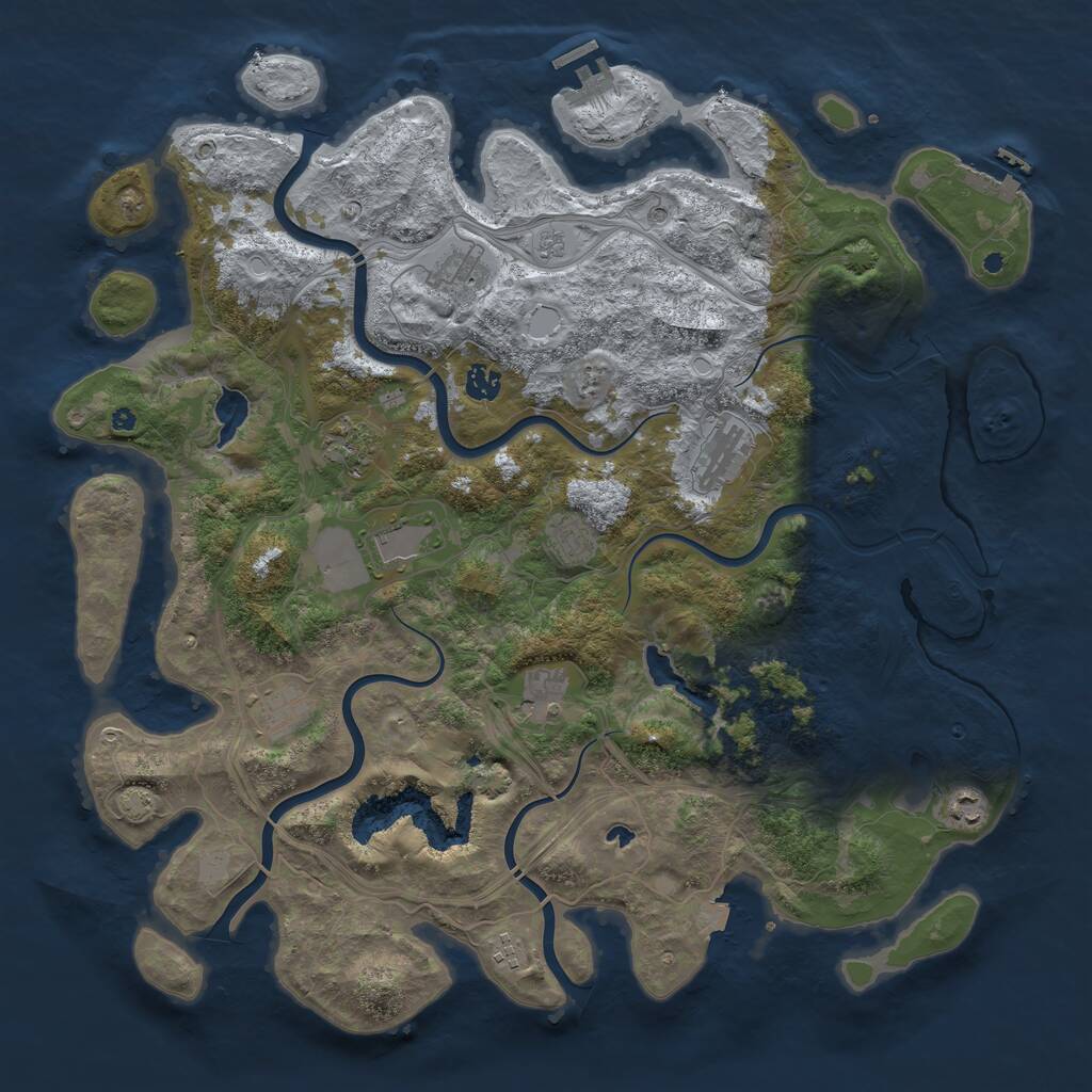 Rust Map: Procedural Map, Size: 4500, Seed: 262319135, 16 Monuments