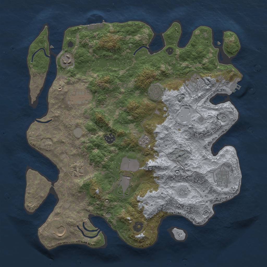 Rust Map: Procedural Map, Size: 3800, Seed: 652987587, 19 Monuments