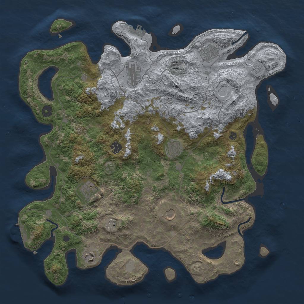 Rust Map: Procedural Map, Size: 4000, Seed: 523575623, 17 Monuments