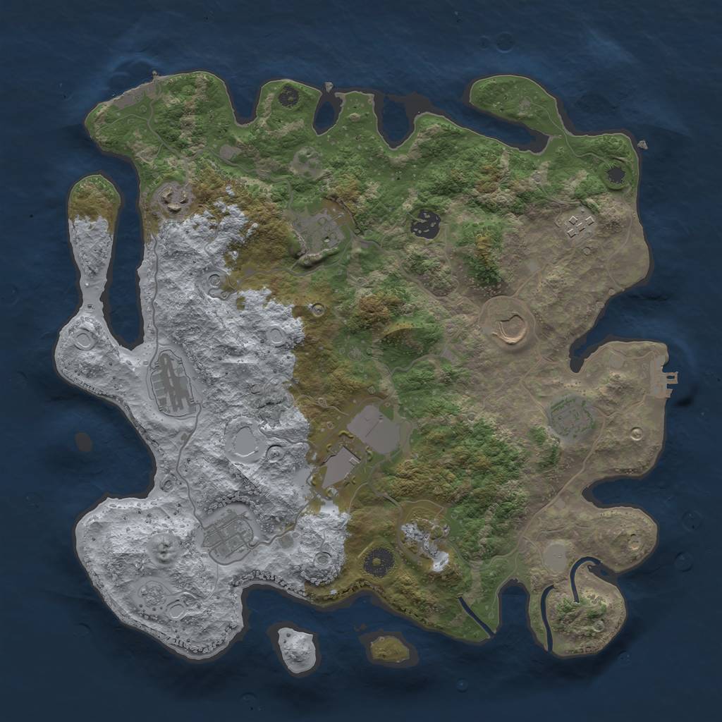 Rust Map: Procedural Map, Size: 3700, Seed: 440566923, 19 Monuments
