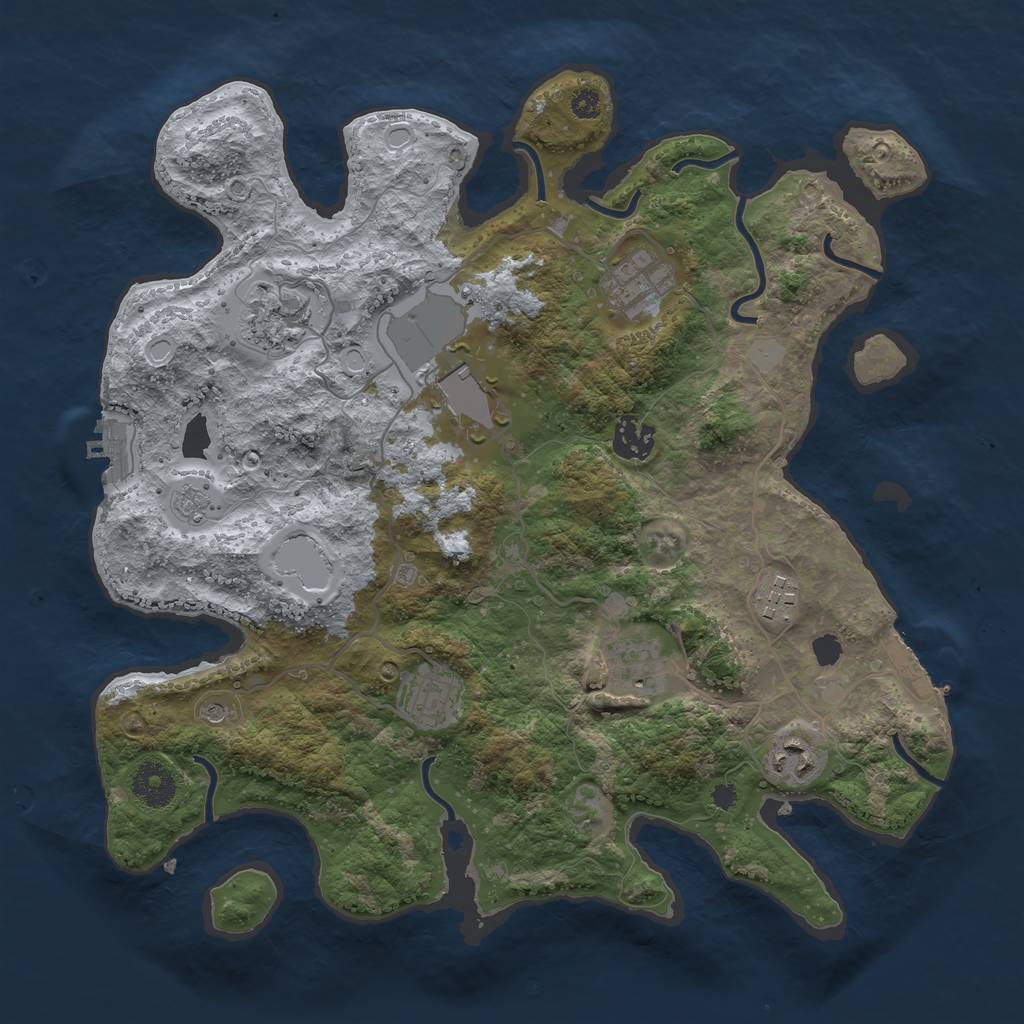 Rust Map: Procedural Map, Size: 3500, Seed: 806674361, 17 Monuments