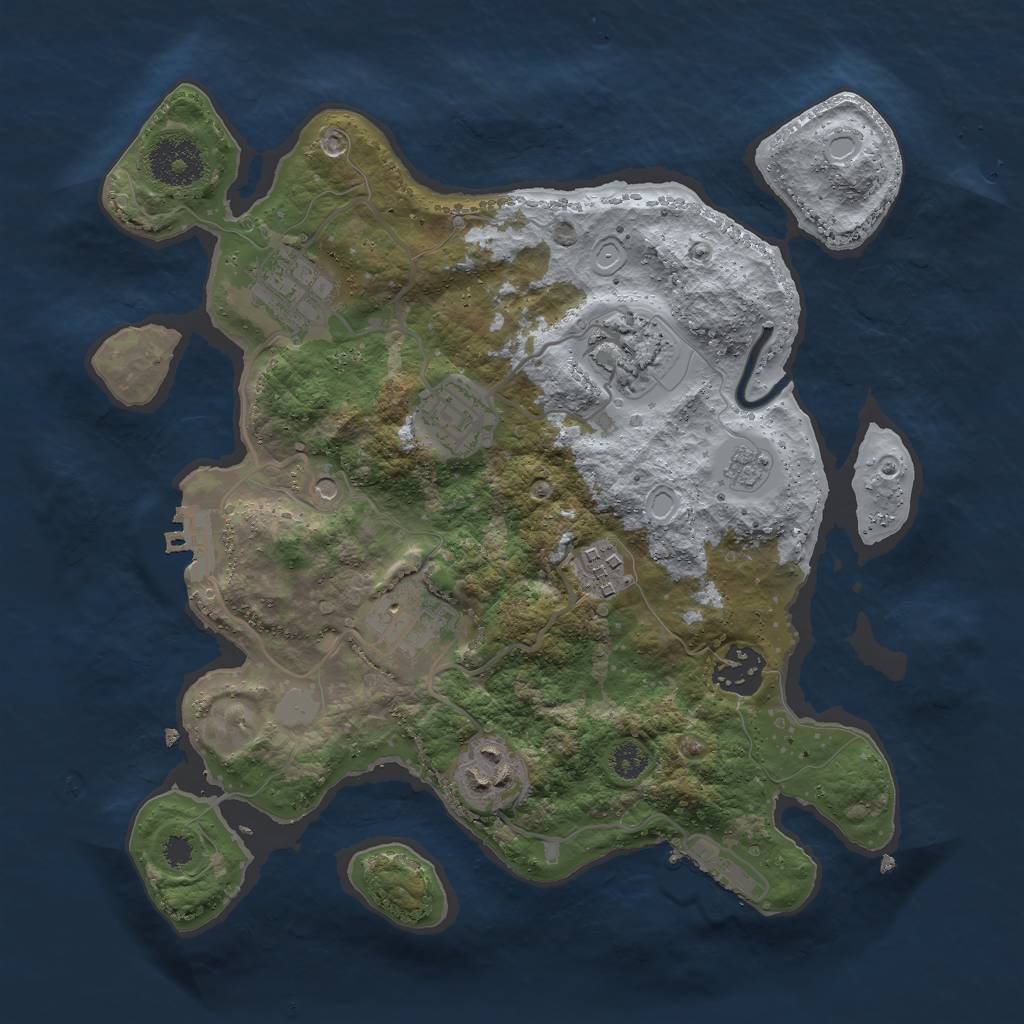 Rust Map: Procedural Map, Size: 3000, Seed: 606998960, 16 Monuments