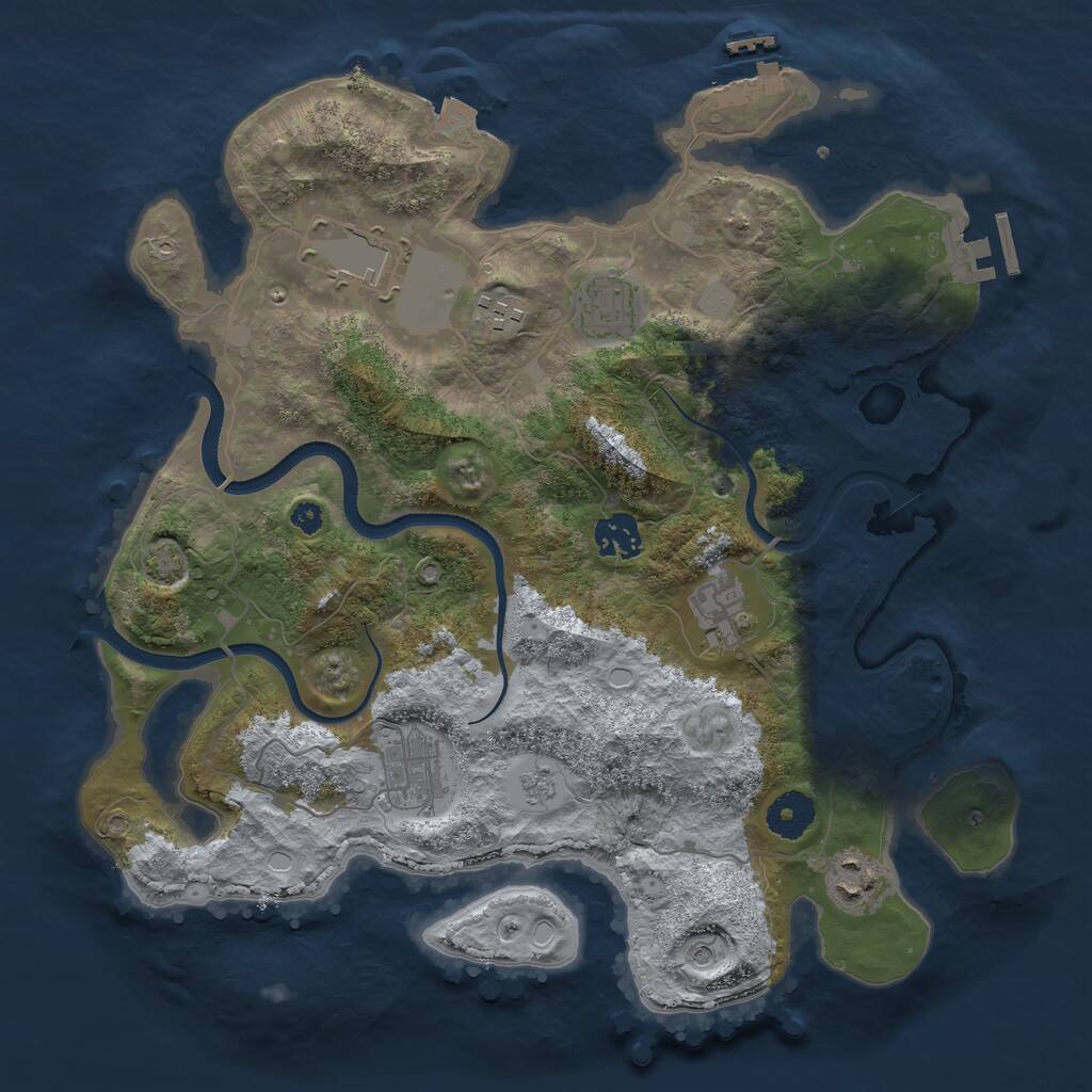 Rust Map: Procedural Map, Size: 3500, Seed: 1877544971, 13 Monuments