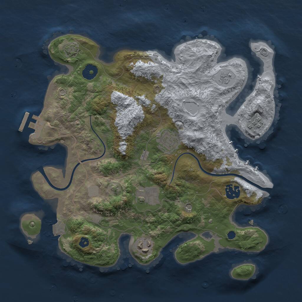 Rust Map: Procedural Map, Size: 3000, Seed: 368595, 10 Monuments