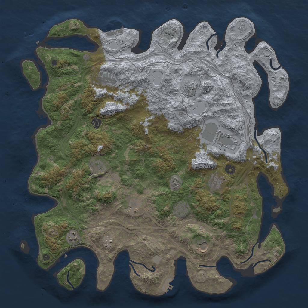 Rust Map: Procedural Map, Size: 4500, Seed: 1823927161, 20 Monuments