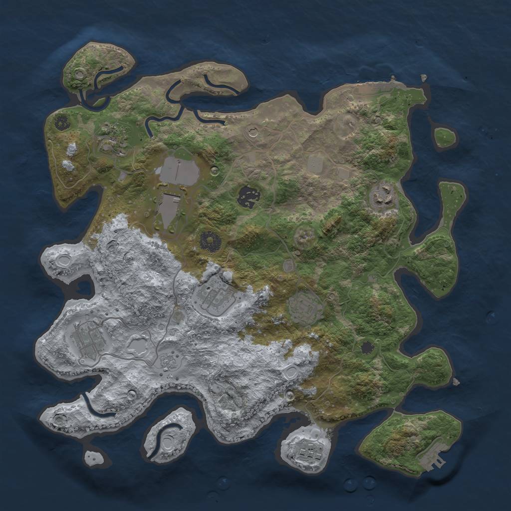 Rust Map: Procedural Map, Size: 3500, Seed: 30420547, 17 Monuments