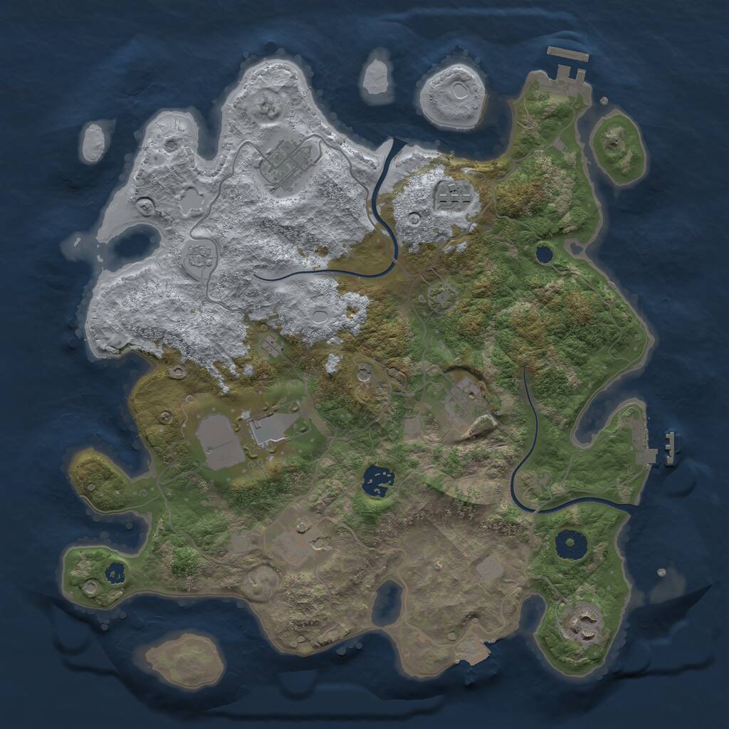 Rust Map: Procedural Map, Size: 3500, Seed: 122718, 13 Monuments