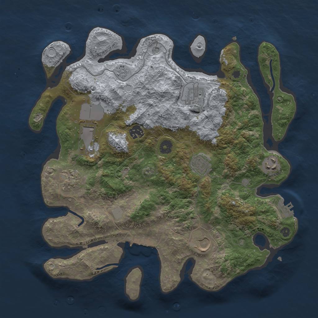 Rust Map: Procedural Map, Size: 3500, Seed: 43334823, 16 Monuments