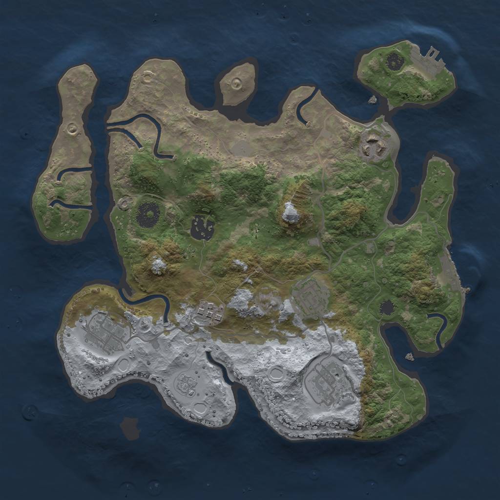 Rust Map: Procedural Map, Size: 3000, Seed: 1025482304, 14 Monuments