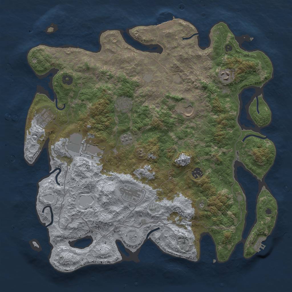 Rust Map: Procedural Map, Size: 4100, Seed: 53770520, 17 Monuments