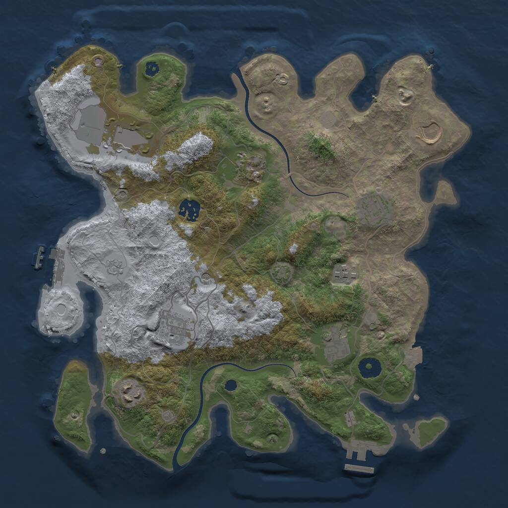 Rust Map: Procedural Map, Size: 3500, Seed: 109141, 15 Monuments