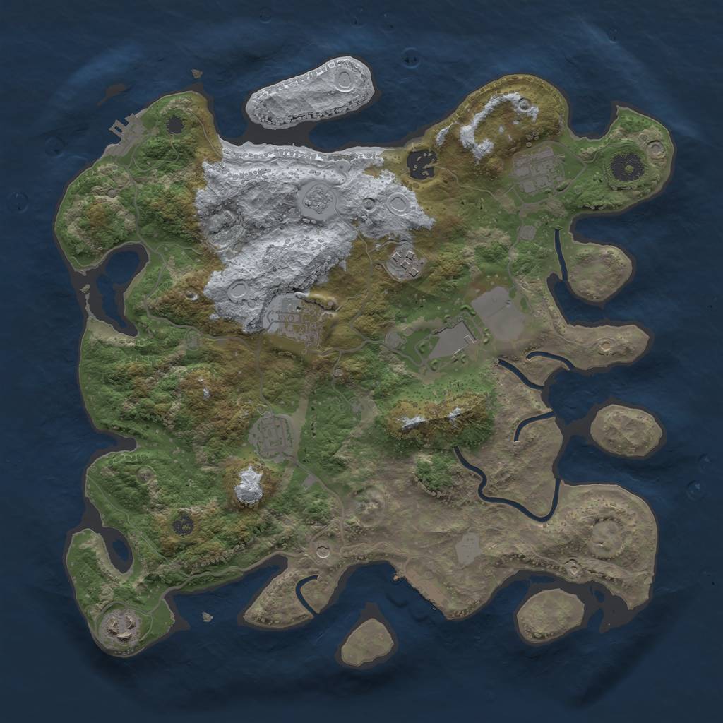 Rust Map: Procedural Map, Size: 3500, Seed: 9324725, 14 Monuments