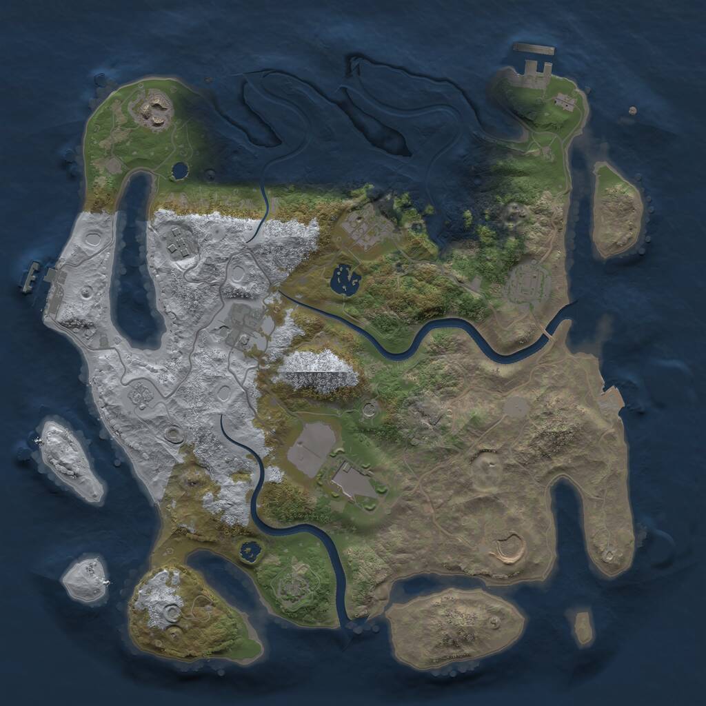 Rust Map: Procedural Map, Size: 3500, Seed: 64400724, 14 Monuments