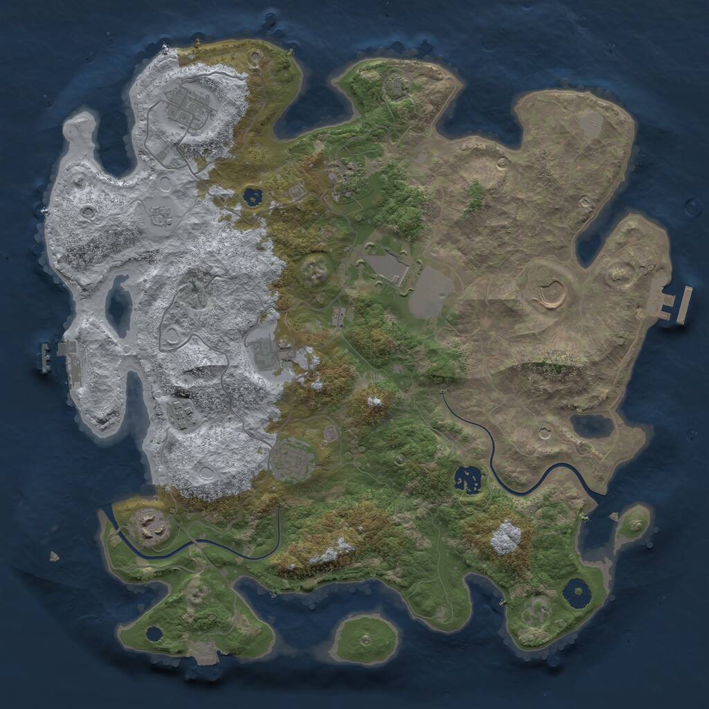Rust Map: Procedural Map, Size: 3750, Seed: 149860126, 15 Monuments