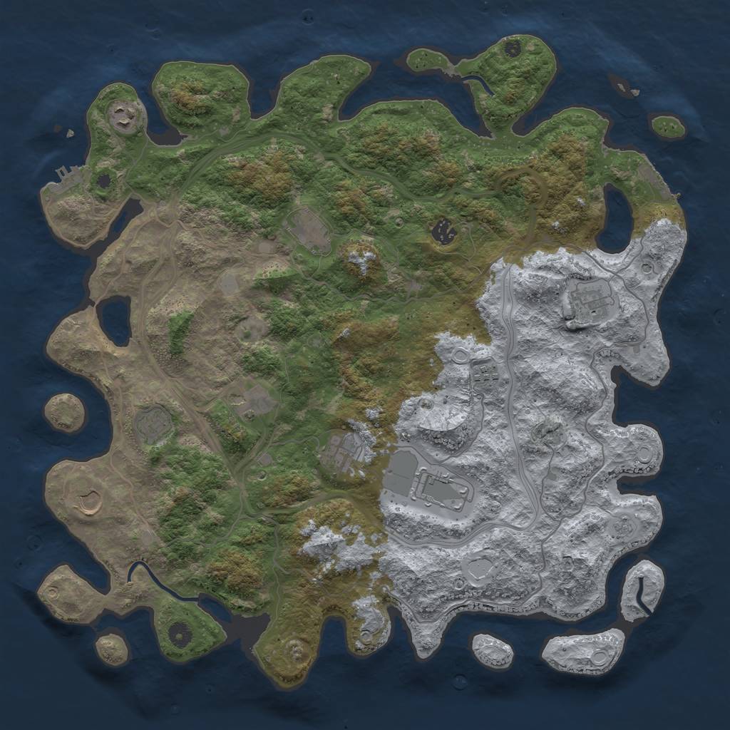 Rust Map: Procedural Map, Size: 4500, Seed: 1165594212, 19 Monuments