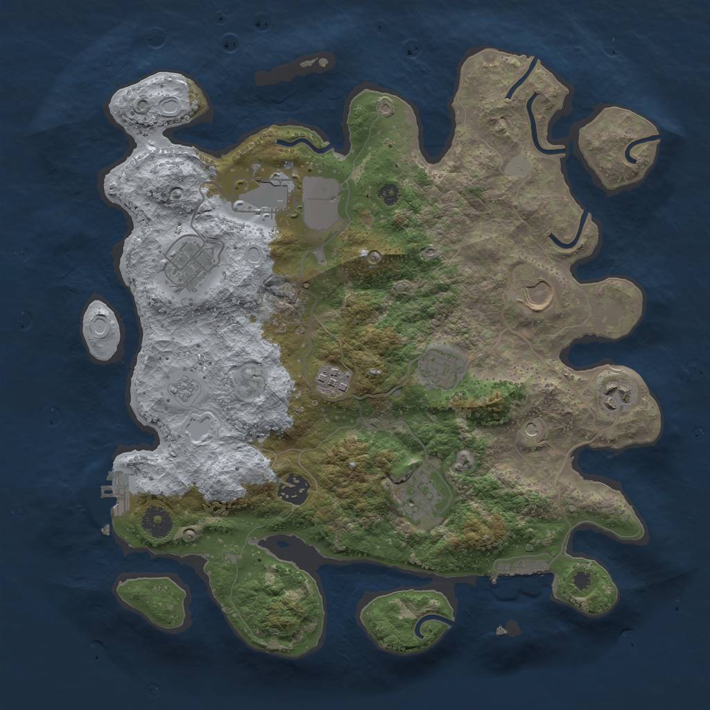Rust Map: Procedural Map, Size: 3500, Seed: 128502728, 17 Monuments