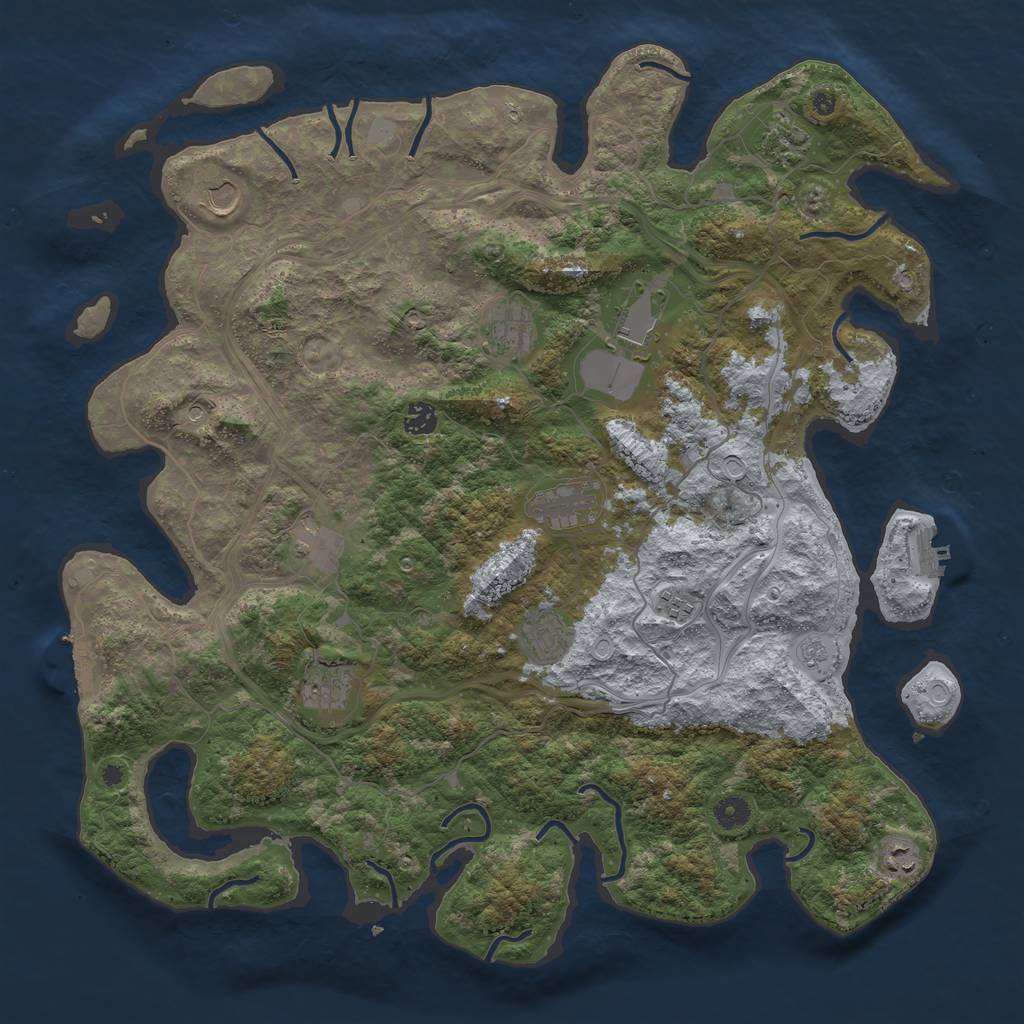 Rust Map: Procedural Map, Size: 4500, Seed: 379663726, 20 Monuments