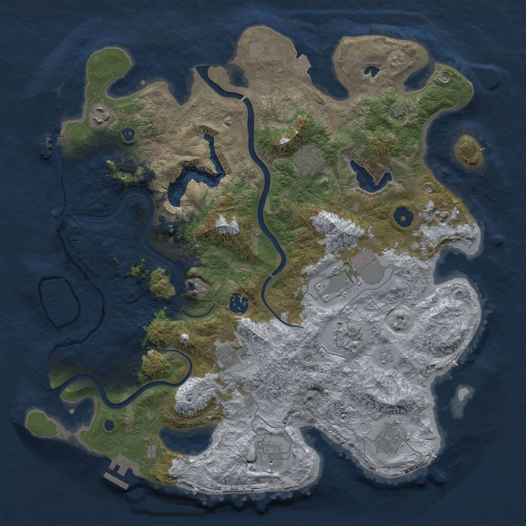 Rust Map: Procedural Map, Size: 4000, Seed: 1436, 15 Monuments