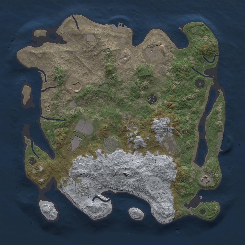 Rust Map: Procedural Map, Size: 3700, Seed: 280670321, 18 Monuments