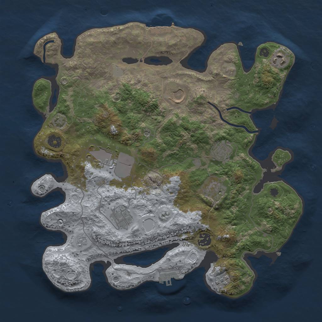 Rust Map: Procedural Map, Size: 3500, Seed: 114575606, 16 Monuments