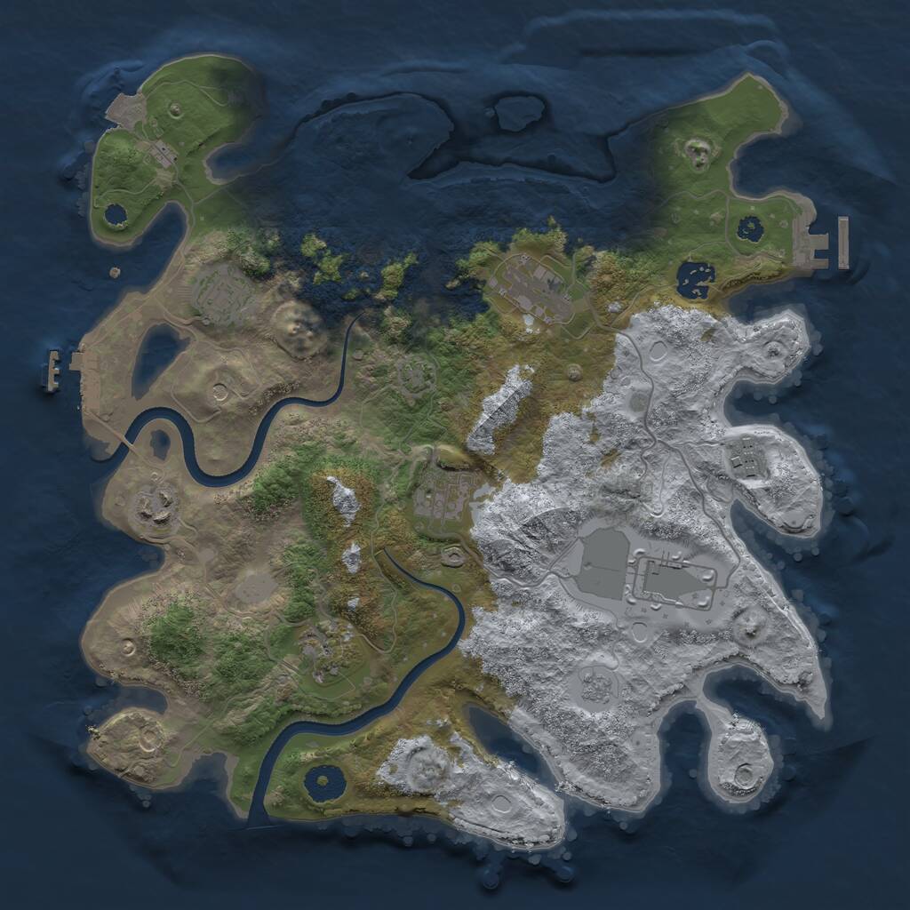 Rust Map: Procedural Map, Size: 3500, Seed: 57388498, 14 Monuments