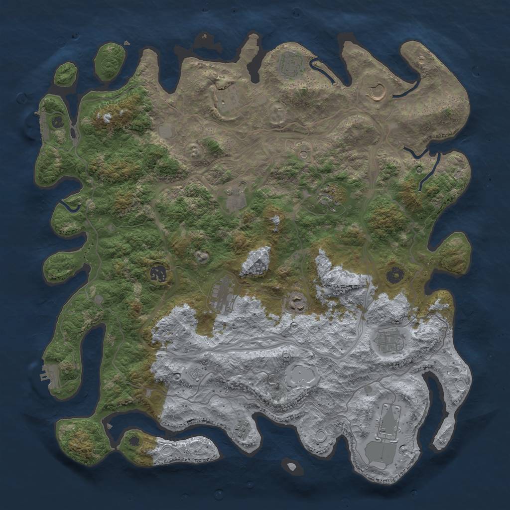 Rust Map: Procedural Map, Size: 4500, Seed: 2076599822, 20 Monuments