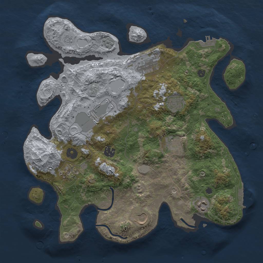 Rust Map: Procedural Map, Size: 3500, Seed: 1061086144, 16 Monuments