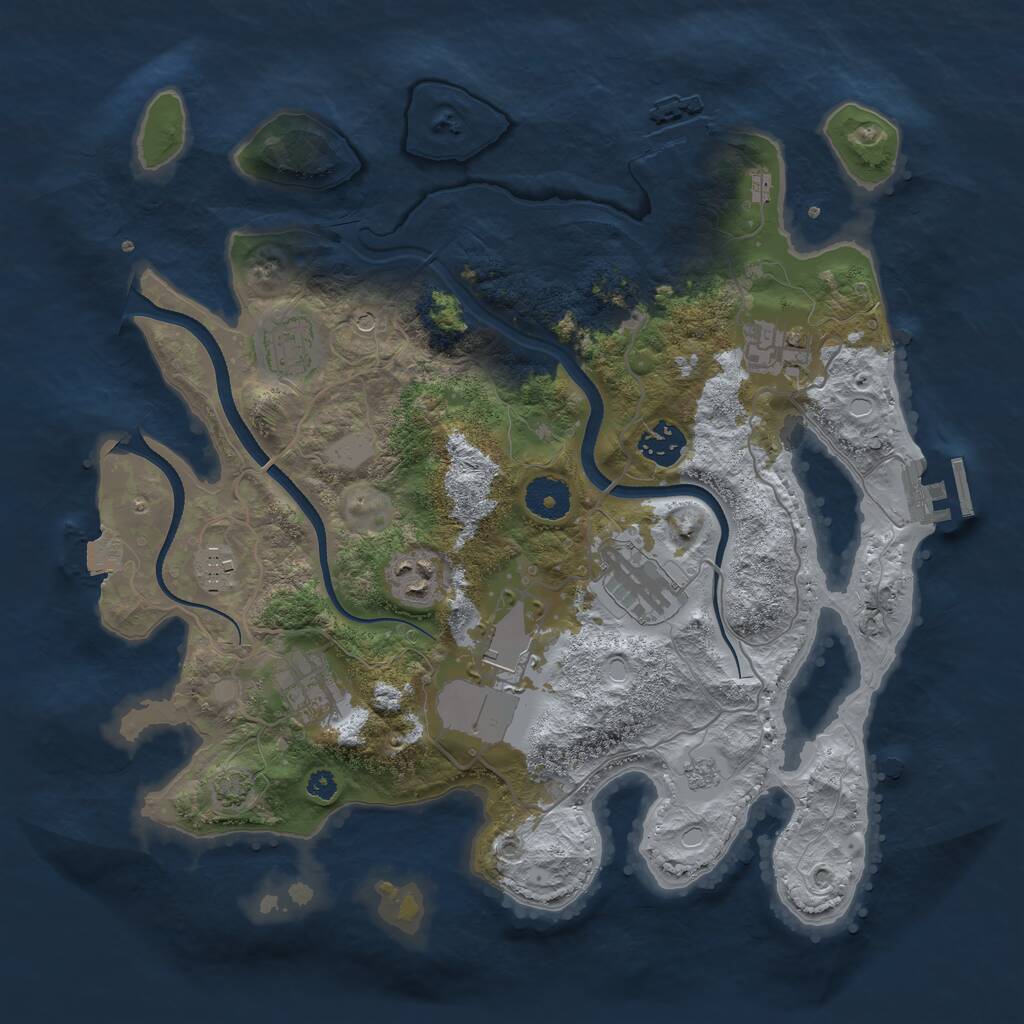 Rust Map: Procedural Map, Size: 3500, Seed: 14238427, 14 Monuments