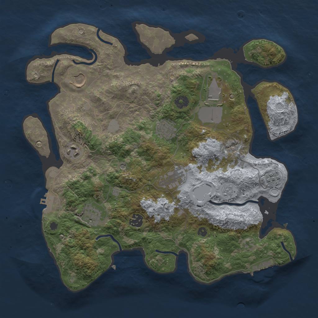 Rust Map: Procedural Map, Size: 3500, Seed: 1258169976, 17 Monuments